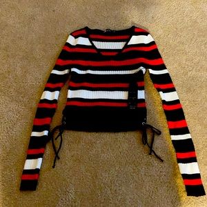 Cropped long sleeve sweater